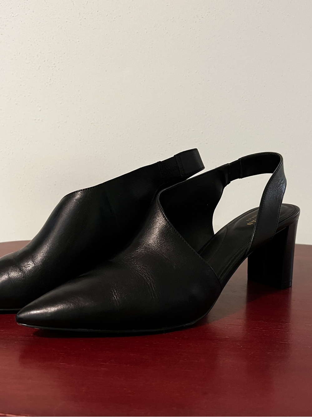 Cole Haan Womens Vania Pump Size 9 Black Leather D'Orsay Slingback Block Heel - Picture 6 of 12
